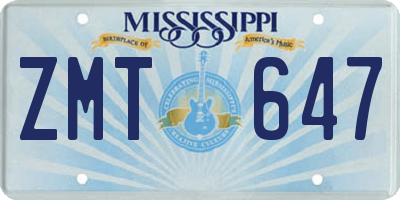 MS license plate ZMT647