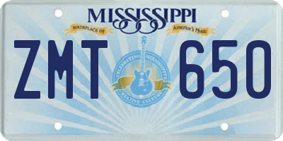 MS license plate ZMT650