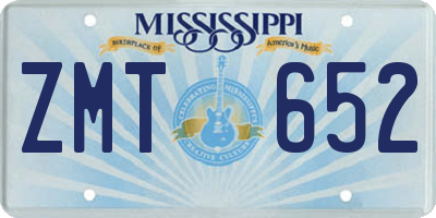 MS license plate ZMT652