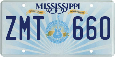 MS license plate ZMT660