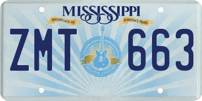 MS license plate ZMT663