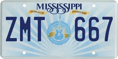 MS license plate ZMT667
