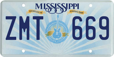 MS license plate ZMT669