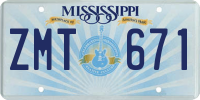 MS license plate ZMT671
