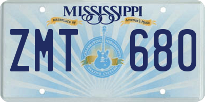 MS license plate ZMT680
