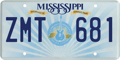 MS license plate ZMT681