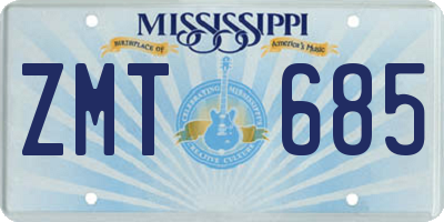 MS license plate ZMT685