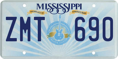 MS license plate ZMT690