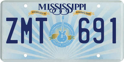 MS license plate ZMT691