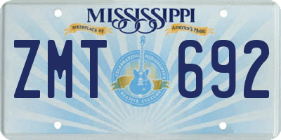 MS license plate ZMT692