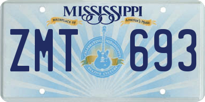 MS license plate ZMT693