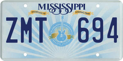 MS license plate ZMT694