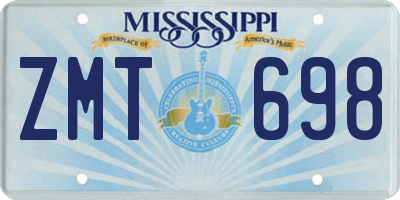 MS license plate ZMT698