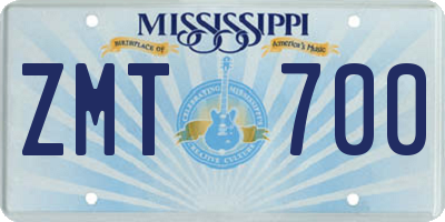 MS license plate ZMT700