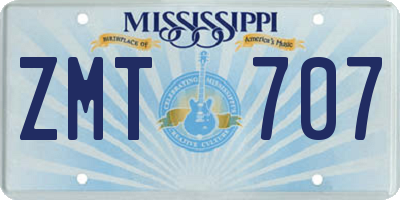 MS license plate ZMT707