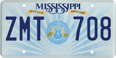 MS license plate ZMT708
