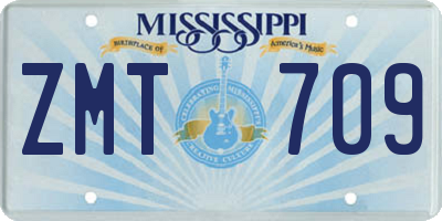 MS license plate ZMT709