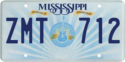 MS license plate ZMT712