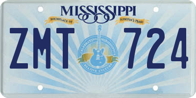 MS license plate ZMT724