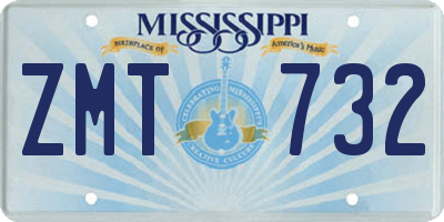 MS license plate ZMT732