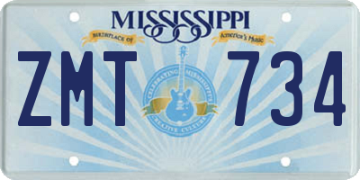 MS license plate ZMT734