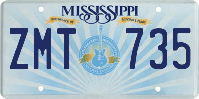 MS license plate ZMT735