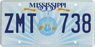 MS license plate ZMT738