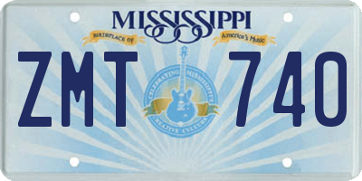 MS license plate ZMT740