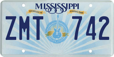 MS license plate ZMT742