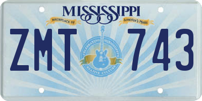 MS license plate ZMT743