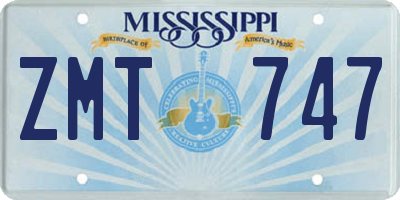 MS license plate ZMT747