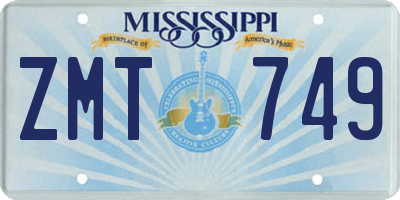MS license plate ZMT749