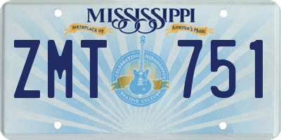 MS license plate ZMT751