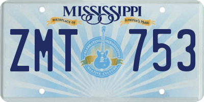 MS license plate ZMT753