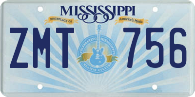 MS license plate ZMT756