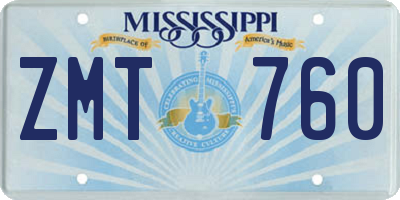 MS license plate ZMT760