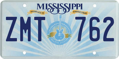 MS license plate ZMT762
