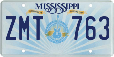 MS license plate ZMT763