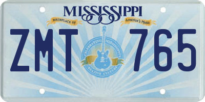 MS license plate ZMT765