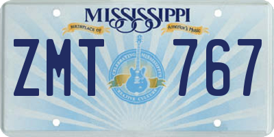 MS license plate ZMT767