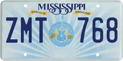 MS license plate ZMT768