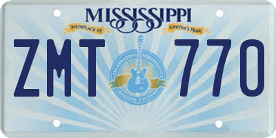 MS license plate ZMT770