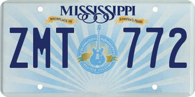 MS license plate ZMT772
