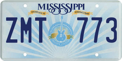 MS license plate ZMT773