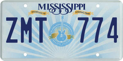 MS license plate ZMT774