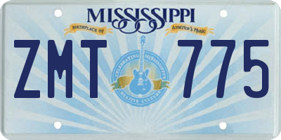 MS license plate ZMT775