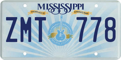 MS license plate ZMT778