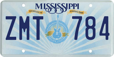 MS license plate ZMT784