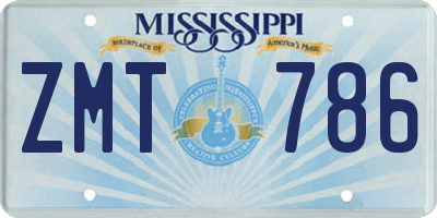 MS license plate ZMT786