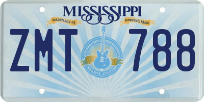 MS license plate ZMT788